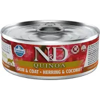 Farmina N&amp;D Cat Quinoa Herring &amp; coconut Skin&amp;Coat - Quinoa, hareng et noix de coco pour chats pour améliorer le pelage - 80 g