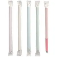 Papstar Paille en papier, 200 mm, couleurs assorties, Pailles, Multicolore