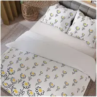 MARKIZETA HOME MARKIZETA Linge de lit en satin 220x200 Bellis blanc jaune fleurs 100062/SAT/000/220200/1