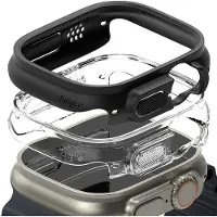 Ringke Cadre d'écran Apple Smart Watch, transparent et noir, 49 mm, 2 pcs., Montre connectée : accessoires, Noir