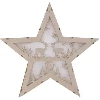BURI Étoile décorative LED en bois Étoile de Noël Étoile de l'Avent Décoration de Noël Étoile en bois