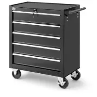 HBM Chariot à outils 5 tiroirs, 62 cm, noir