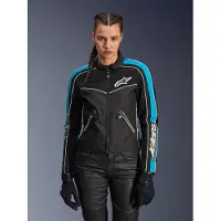 Alpinestars Stella T-Dyno Air, veste textile pour moto, modèle pour femmes, noire/bleue, taille S