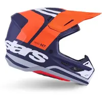 Alpinestars S-M7 Core Orange Mat Bleu Casque Motocross Taille XL