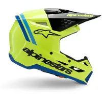 Alpinestars S-M3 Youth Radium Jaune Fluo Noir Bleu Glossy Casque Cross Taille M