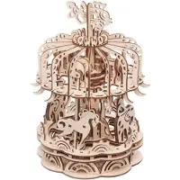 Gigamic Maquette 3D Mobile en Bois - - Carrousel Petit modèle - 88 pièces - À monter soi-même - Beige