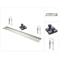 Festool FS 1400/2 rail de guidage 1400 mm ( 491498 ) + 2x FSZ 120 serre-joint ( 489570 ) + FS-OF 1400 butée de guidage ( 492601 )