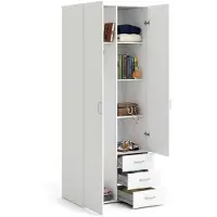 Dmora Apollina - Garde-robe 2 portes\, 78x200h cm Blanc, 4 Étagères
