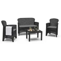 Pro Garden Ensemble de mobilier de jardin Jungle jun06can Anthracite (4 pièces)