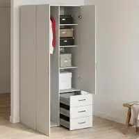 Dmora Arci - Garde-robe 2 portes\, 78x175h cm Blanc, 3 Tablettes