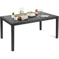 Dmora Arca - Table d'Extérieur, 138x78x72h cm Noir Anthracite, 8 Places Fabrication Italie