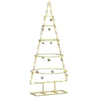 vidaXL Arbre de Noël en métal Doré 90 cm Acier peint par poudre
