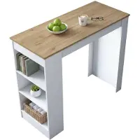 Dmora Assan - Table Fixe, 120x50x100h cm Noyer Brun, 2 Places