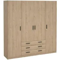 Dmora Epipola - Grande Armoire, 196x200h cm Chêne Brun, 9 Étagères