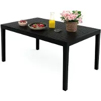 Dmora Askia - Table d'extérieur, 150x90x72h cm Noir Anthracite, 6 Places Italy
