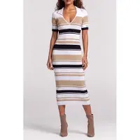 GUESS Robe courte EVIE STRIPED POLO DRESS femmes - Multicolore - EU L