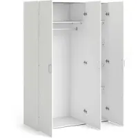 Dmora Ruffano - Armoire 3 Portes, 115x49 cm Blanche, Porte-linge