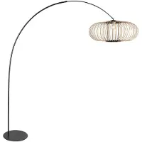 Anne Light & Home Lampadaire - naturel noir - Curve - bambou métal - lampe arquée - E27 - 4518ZW - Anne Lighting