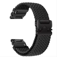 INF Bracelet de montre tissé en nylon élastique compatible avec Garmin Fenix 8/7X Pro/955/965 Boucle magnétique à dégagement rapide Black 26 mm