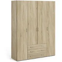 Dmora Amoruccio - Grande Armoire, 154x200h cm Chêne Marron, 9 Étagères