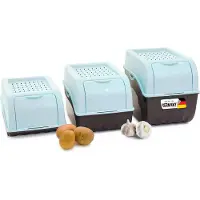Novaliv Set de boîtes à légumes TURQUOISE light Boîte de conservation des pommes de terre Set de boîtes à oignons Boîte à ail Pot à fruits