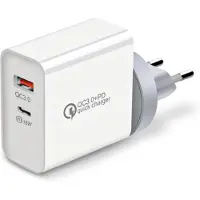 Montis+ MT008 Chargeur 1x USB-A 1x USB-C 3 A (MT008) (36 W, 1 portion), Chargeur USB, Blanc