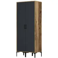 Dmora Acate - Armoire 2 Portes, 80x201h cm Noyer Marron, Penderie