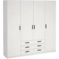 Dmora Epipola - Grand Armoire, 196x200h cm Blanc, 9 Étagères