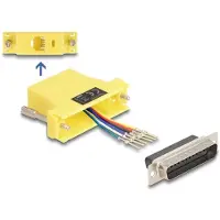 DeLOCK Adaptateur D-Sub 25 broches mâle vers RJ12 femelle jaune, kit de montage