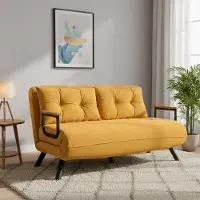 Dmora Calvin - Canapé-lit 2 places, 133x78 cm Jaune, Coffre