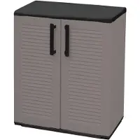 Artplast Armoire de Rangement Grise Armoire basse 2 portes Polypropylène 68x37h84 cm ArtPlast