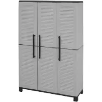 Artplast Armoire Haute Polypropylène Gris Rangement Polyvalent Avec Porte-balais -