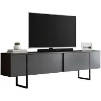 Dmora Abishia - Meuble TV, 180x30x50h cm Noir Anthracite, une Étagère