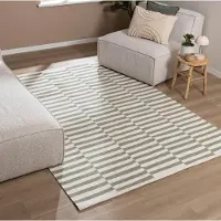 FRAAI Tapis en coton | Dazzle Blocks Vert/Blanc | 200x290cm | Blanc | Rectangulaire | Tapis