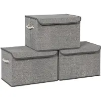 Songmics 3 Bacs rangement gris