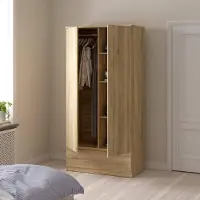 Dmora Germano - Garde-robe 2 portes\, 2 Portes, 99x201 cm, Marron, Poignées Incluses