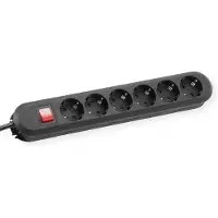 Bachmann Multiprise SMART 6 prises, noire, 3,0 m, avec interrupteur