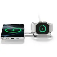 Linq Connects Chargeur Sans Fil Pliable LINQ 15W 2-en-1 – Compatible avec iPhone, AirPods et Apple Watch – Design Élégant – Charge Rapide – Gris