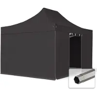 TOOLPORT 3x4,5 m Tonnelle pliante Acier, PVC 800, côtés sans fenÃªtre, noir