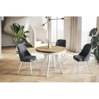 Alpi Möbel Table de salle à Manger Ronde, EVO, Table à Manger Extensible, Diamètre 90 cm - 190 cm, Craft