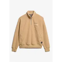 Superdry pour femme. W2012246A Sweat à demi-zip Country Club Half beige (L), Casuel, Polyester
