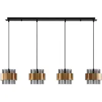 Nova Luce Suspension Sianna 4 lumières droites noir et or