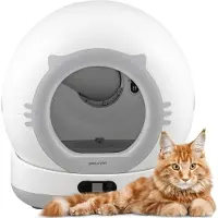 Peluvio Litière autonettoyante pour chats , modèle PEARL, 72 litres, avec caméra, capteurs et fonctionnement silencieux. Nettoyage automatique pour une hygiène optimale. Couleur : blanc
