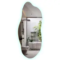 Tulup (45x100 cm) Miroir LED Lumineux Irrégulier Forme Oblong Éclairage Blanc Froid Style Scandinave Moderne