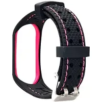 Beline pasek Sport Mi Band 3/4 czarno-różowy black/pink (Silicone), Sangles de montre, Rose, Noir