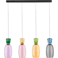 Nova Luce Pluma - lampe suspendue - 96 x 150 x 15 cm - 36W LED inclus - or, jaspe brillant, violet, jaune, rose, vert clair, bleu clair et verre cyan
