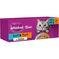 Whiskas 1+ Nourriture Humide - Duo Surf & Turf en Gelée - 24 x 85 g