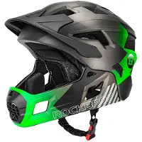RockBros Casque vélo enfant 2 en 1 avec mentonnière amovible, 12 aérations, vert