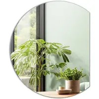 Tulup (100x84 cm) Miroir Mural Demi Lune Rond avec Côté Coupé Design Moderne