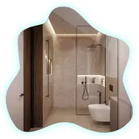 Tulup (57,5x58 cm) Miroir Asymétrique À Suspendre Salle De Bain Avec Éclairage LED Lumineux Chambre à Coucher